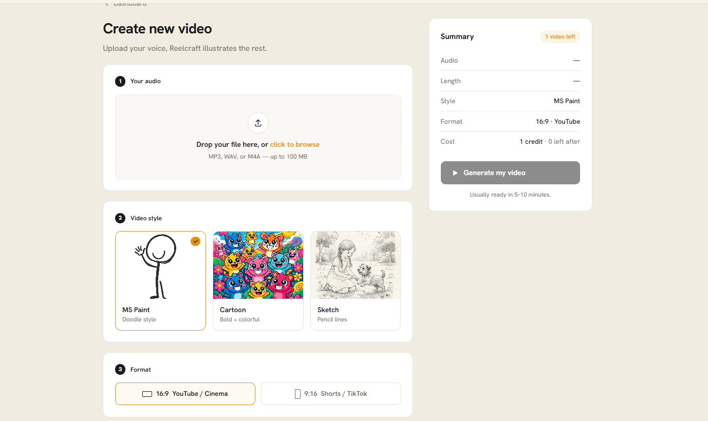 Upload or record your audio